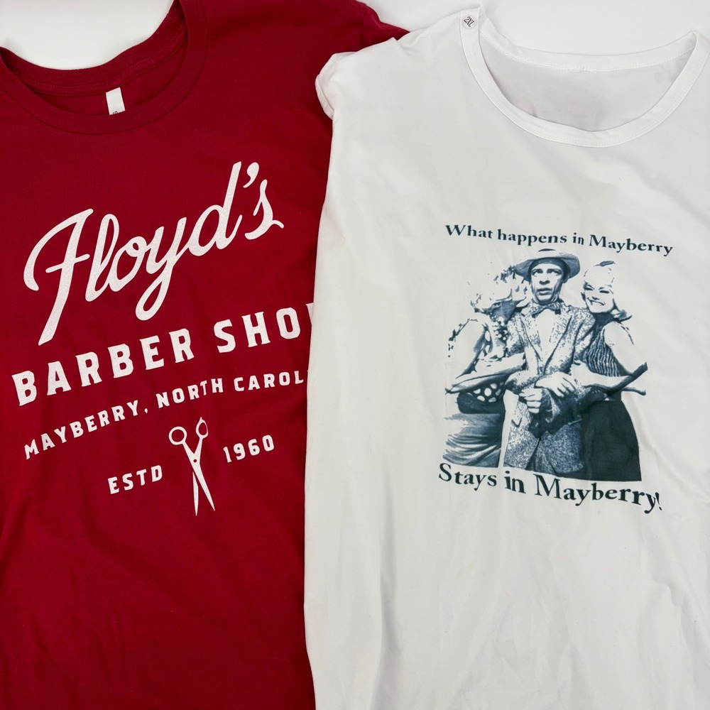 Andy Griffith Show T-Shirt Men 2XL Lot of 2 Red White Mayberry Retro TV